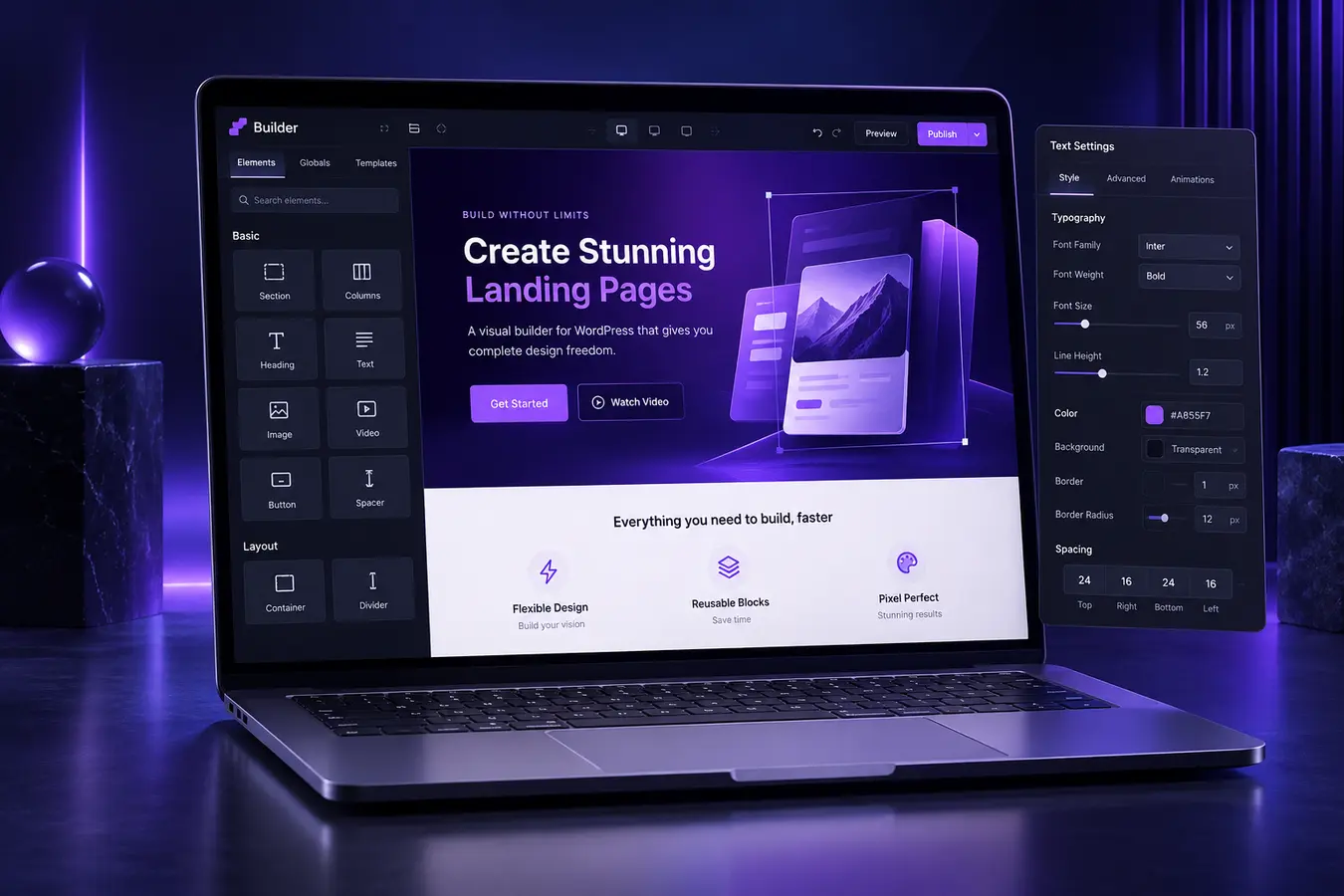 Editor visual Brucce Page Builder