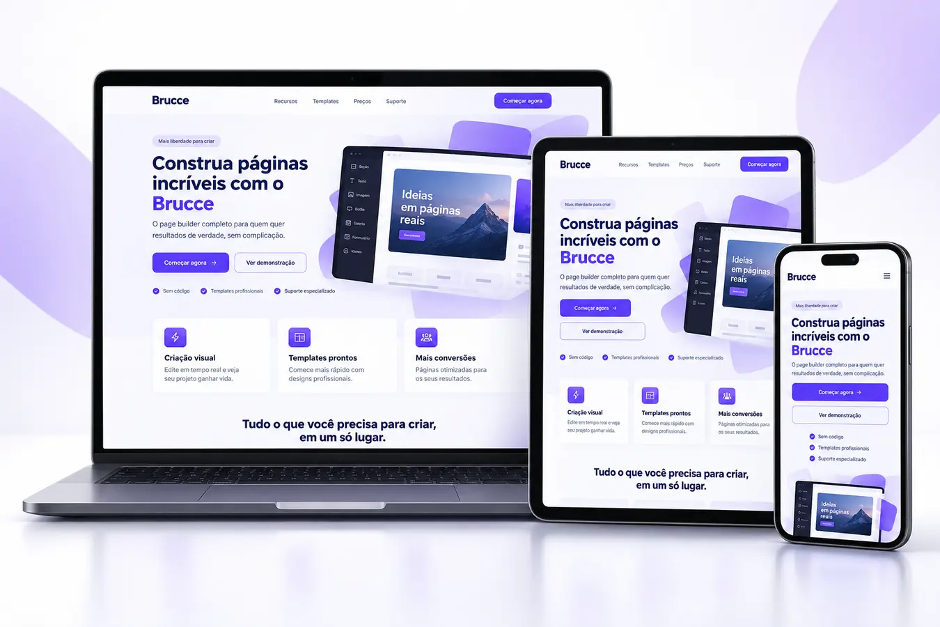 Página Brucce em desktop, tablet e celular