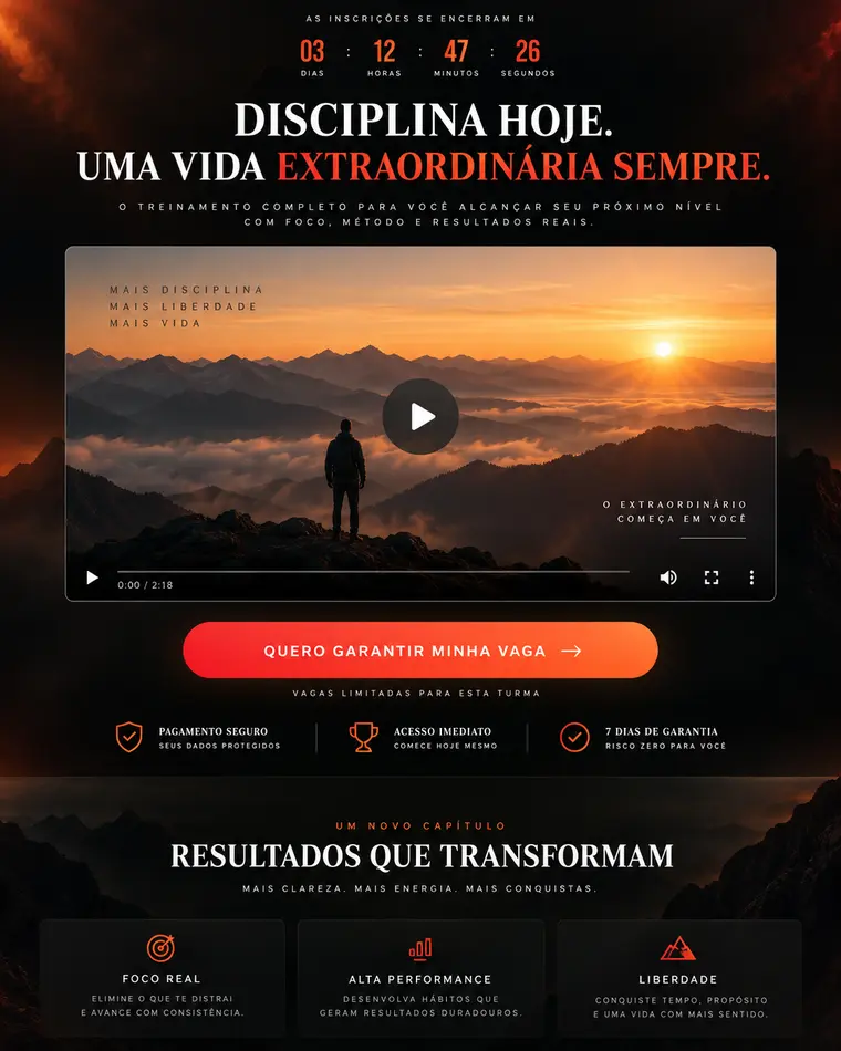 Página VSL de lançamento